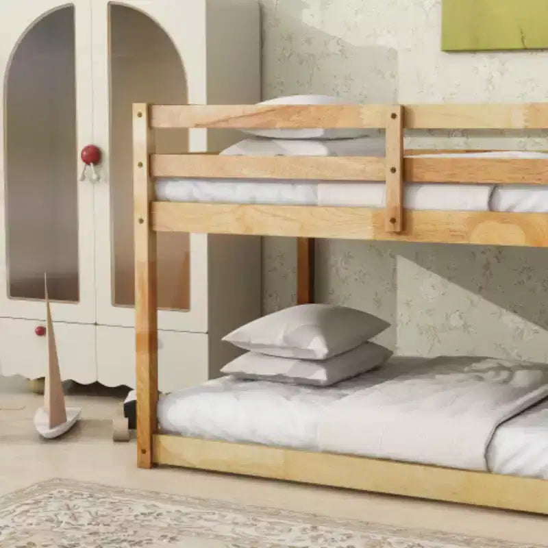 Letto a Castello Gemello su Gemello con Scaletta, Piattaforme a Doghe Rinforzate per Letti Superiore e Inferiore