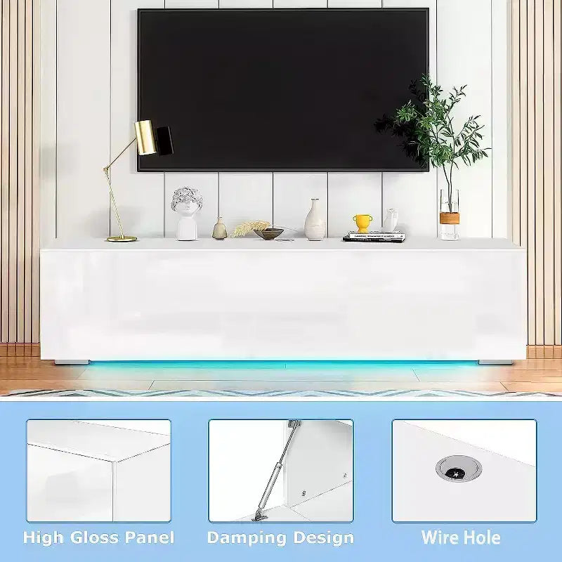 Hommpa 55 Wall Mounted Floating LED TV Stand for TVs Up to 63 with Hidden Storage