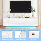 Hommpa 55 Wall Mounted Floating LED TV Stand for TVs Up to 63 with Hidden Storage