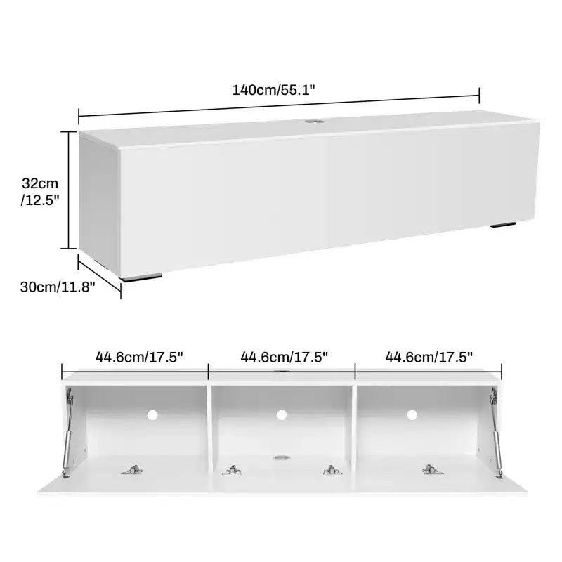 Hommpa 55 Wall Mounted Floating LED TV Stand for TVs Up to 63 with Hidden Storage