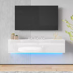 Hommpa 55 Wall Mounted Floating LED TV Stand for TVs Up to 63 with Hidden Storage