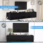 Hommpa 55 Wall Mounted Floating LED TV Stand for TVs Up to 63 with Hidden Storage