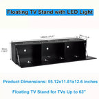 Hommpa 55 Wall Mounted Floating LED TV Stand for TVs Up to 63 with Hidden Storage