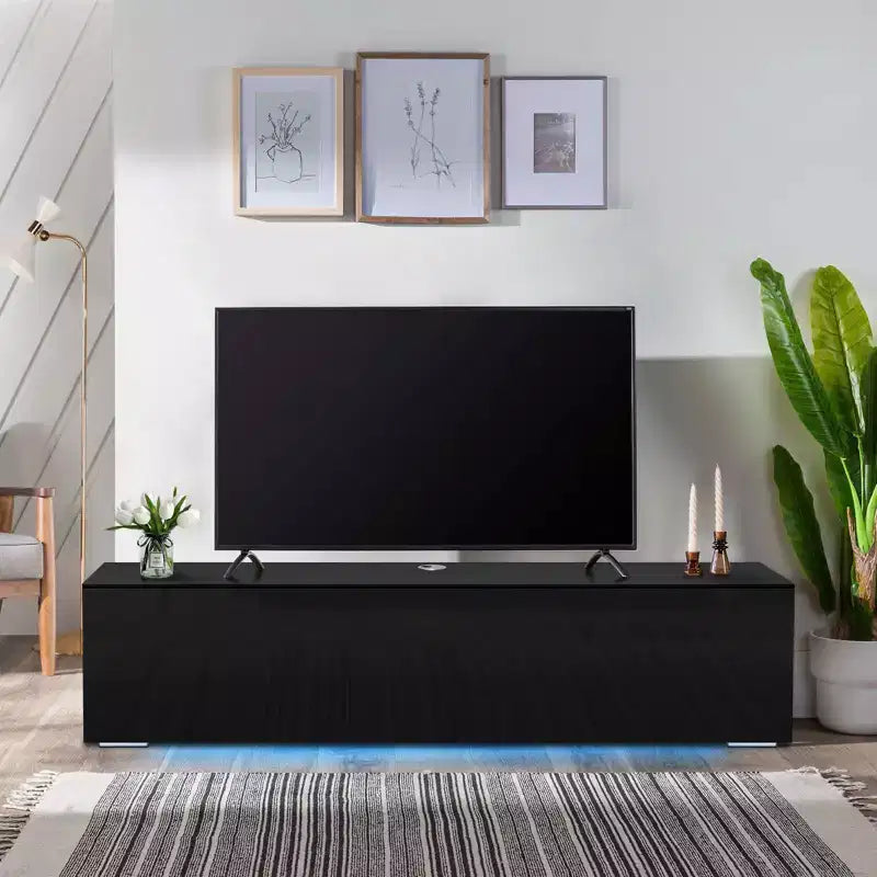 Hommpa 55 Wall Mounted Floating LED TV Stand for TVs Up to 63 with Hidden Storage