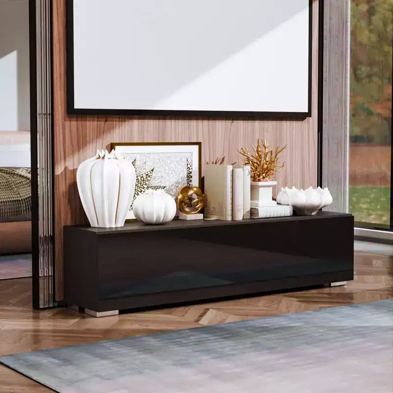 Hommpa 55 Wall Mounted Floating LED TV Stand for TVs Up to 63 with Hidden Storage