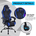 FDW Sedia Gaming Sedia da Scrivania Racing con Poggiapiedi Supporto Lombare Poggiatesta Braccioli Sedia Girevole Regolabile per PC Gamer