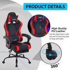 FDW Sedia Gaming Sedia da Scrivania Racing con Poggiapiedi Supporto Lombare Poggiatesta Braccioli Sedia Girevole Regolabile per PC Gamer