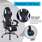 FDW Sedia Gaming Sedia da Scrivania Racing con Poggiapiedi Supporto Lombare Poggiatesta Braccioli Sedia Girevole Regolabile per PC Gamer