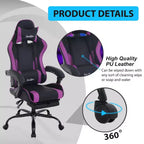 FDW Sedia Gaming Sedia da Scrivania Racing con Poggiapiedi Supporto Lombare Poggiatesta Braccioli Sedia Girevole Regolabile per PC Gamer