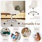 Costway Upholstered Armless Office Chair with Adjustable Height & Wheels for Small Spaces Gray/White