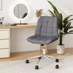 Costway Upholstered Armless Office Chair with Adjustable Height & Wheels for Small Spaces Gray/White