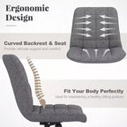Costway Upholstered Armless Office Chair with Adjustable Height & Wheels for Small Spaces Gray/White