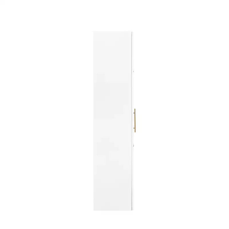 43W Multifunctional Kitchen Pantry Storage Cabinet Pantry Organizer with Pull-out Multi-tier Storage Shelf and 4 Doors, White-ModernLuxe