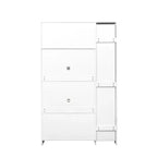 43W Multifunctional Kitchen Pantry Storage Cabinet Pantry Organizer with Pull-out Multi-tier Storage Shelf and 4 Doors, White-ModernLuxe