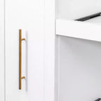 43W Multifunctional Kitchen Pantry Storage Cabinet Pantry Organizer with Pull-out Multi-tier Storage Shelf and 4 Doors, White-ModernLuxe