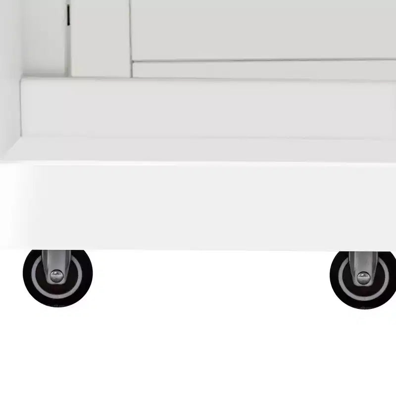 43W Multifunctional Kitchen Pantry Storage Cabinet Pantry Organizer with Pull-out Multi-tier Storage Shelf and 4 Doors, White-ModernLuxe
