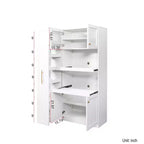 43W Multifunctional Kitchen Pantry Storage Cabinet Pantry Organizer with Pull-out Multi-tier Storage Shelf and 4 Doors, White-ModernLuxe