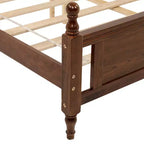 Whisen Queen Pine wooden Bed with Upholstered Headboard and Panel Footboard