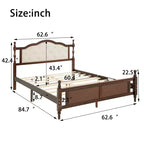 Whisen Queen Pine wooden Bed with Upholstered Headboard and Panel Footboard