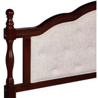 Whisen Queen Pine wooden Bed with Upholstered Headboard and Panel Footboard