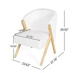 Modern Accent Chair with White Upholstery and Solid Wood Frame, Minimalist Lounge Chair for Living Room, Bedroom, or Office