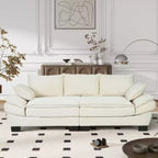 Modern Curved Sofa, Back Upholstered Couch with 2 Decorative Throw Pillows, Corduroy Fabric Couch for Living Room, Bedroom , Apartment
