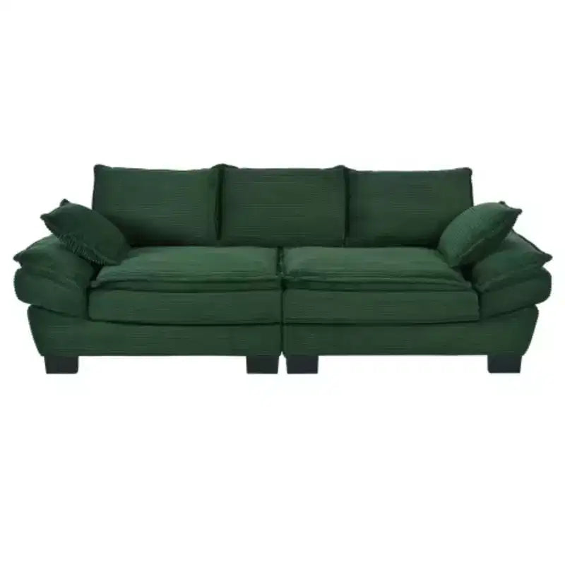 Divano Curvo Moderno, Divano con Schienale Imbottito con 2 Cuscini Decorativi, Divano in Velluto a Coste per Soggiorno, Camera da Letto, Appartamento