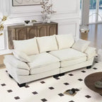 Divano Curvo Moderno, Divano con Schienale Imbottito con 2 Cuscini Decorativi, Divano in Velluto a Coste per Soggiorno, Camera da Letto, Appartamento