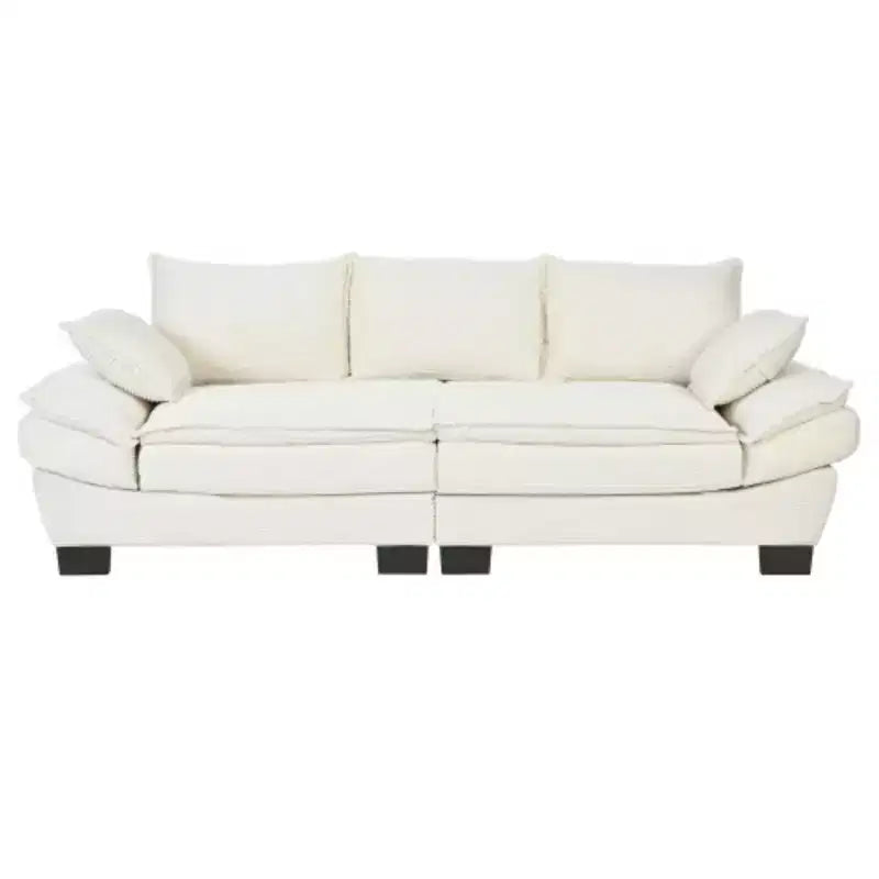 Divano Curvo Moderno, Divano con Schienale Imbottito con 2 Cuscini Decorativi, Divano in Velluto a Coste per Soggiorno, Camera da Letto, Appartamento