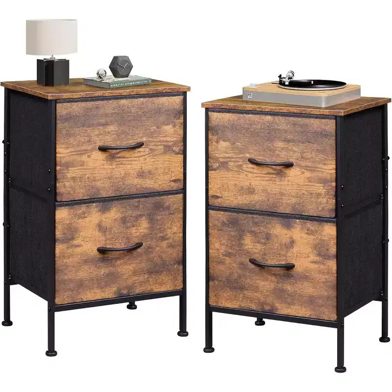 Nightstand Set of 2, 2 Drawer Dresser for Bedroom, End Table for Bedroom, College Dorm