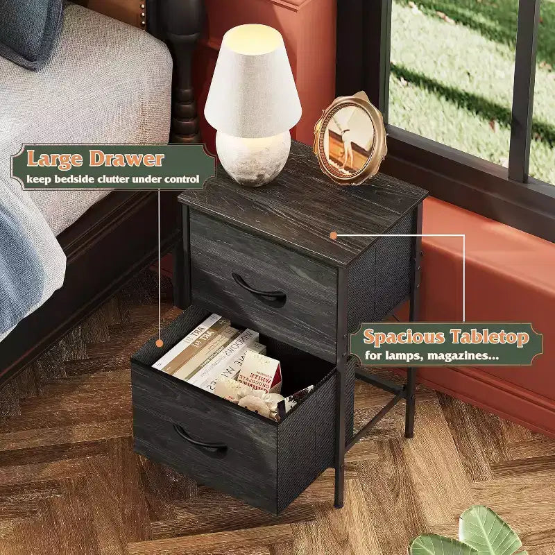 Comodini set da 2, cassettiera a 2 cassetti per camera da letto, tavolino da salotto per camera da letto, dormitorio universitario