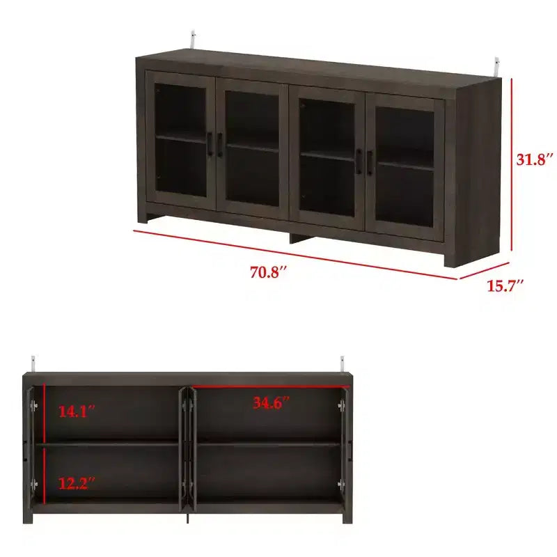 Famapy Sophisticated Deep Brown Accent Cabinet Storage Cabinet: Elegant Storage with Rich Wood Grain Finish