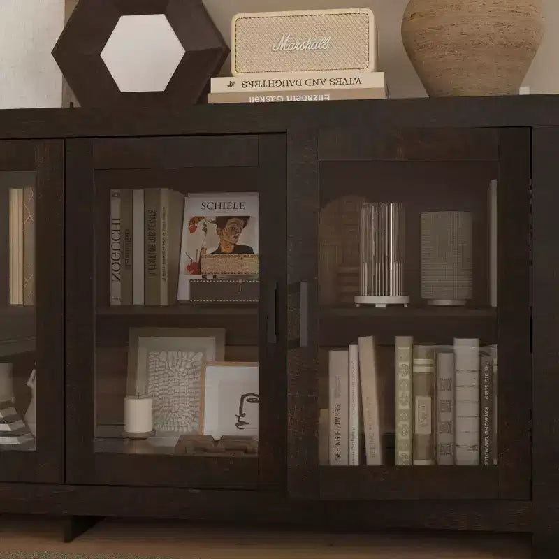 Famapy Sophisticated Deep Brown Accent Cabinet Storage Cabinet: Elegant Storage with Rich Wood Grain Finish