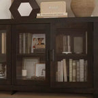 Famapy Sophisticated Deep Brown Accent Cabinet Storage Cabinet: Elegant Storage with Rich Wood Grain Finish