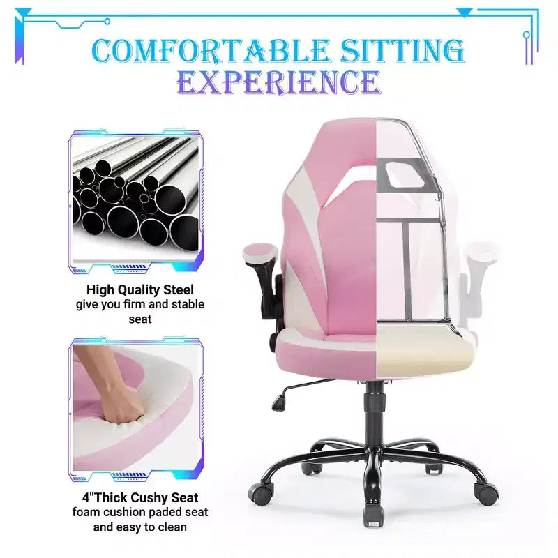 JIONJOY Ultimate Gaming Chair: Ergonomic, PU Leather, Executive Desk Chair with Flip-up Armrests