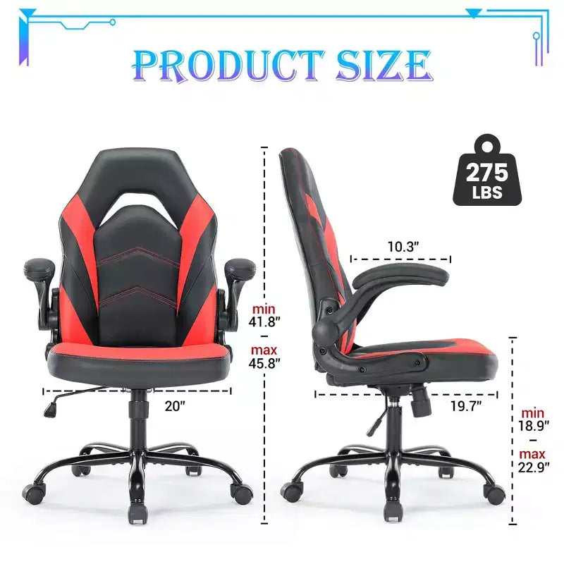 JIONJOY Ultimate Gaming Chair: Ergonomic, PU Leather, Executive Desk Chair with Flip-up Armrests