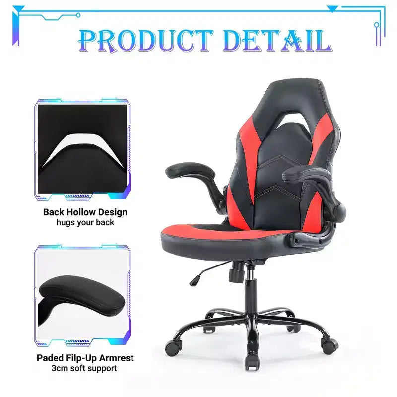 JIONJOY Ultimate Gaming Chair: Ergonomic, PU Leather, Executive Desk Chair with Flip-up Armrests