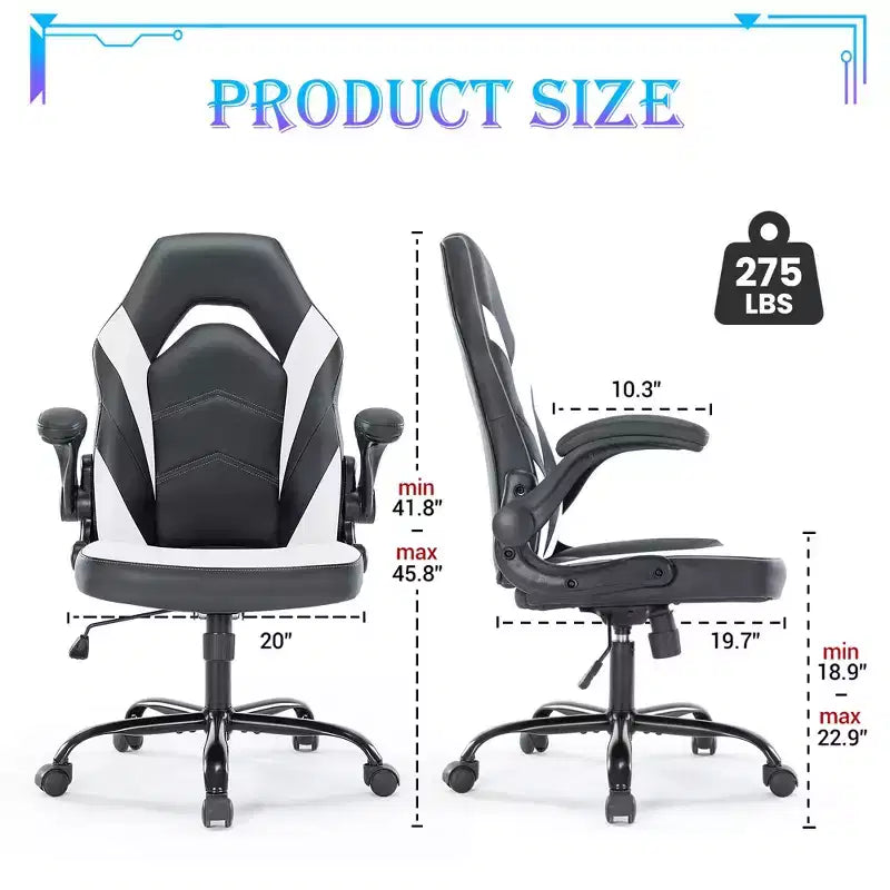 JIONJOY Ultimate Gaming Chair: Ergonomic, PU Leather, Executive Desk Chair with Flip-up Armrests