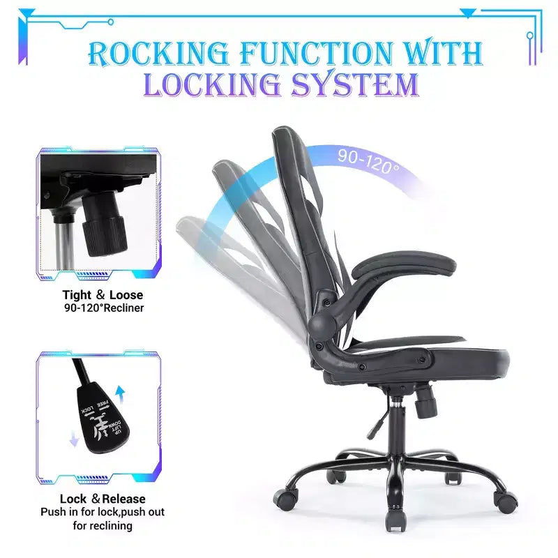JIONJOY Ultimate Gaming Chair: Ergonomic, PU Leather, Executive Desk Chair with Flip-up Armrests