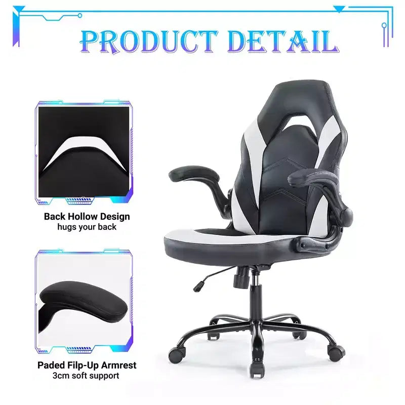 JIONJOY Ultimate Gaming Chair: Ergonomic, PU Leather, Executive Desk Chair with Flip-up Armrests