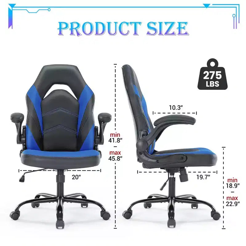 JIONJOY Ultimate Gaming Chair: Ergonomic, PU Leather, Executive Desk Chair with Flip-up Armrests