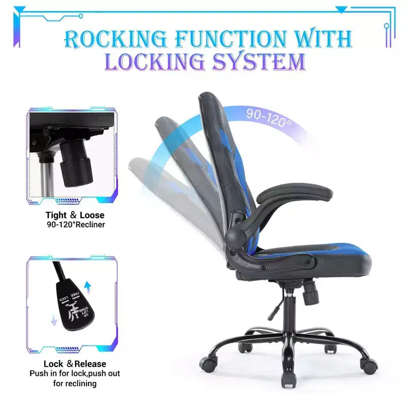JIONJOY Ultimate Gaming Chair: Ergonomic, PU Leather, Executive Desk Chair with Flip-up Armrests