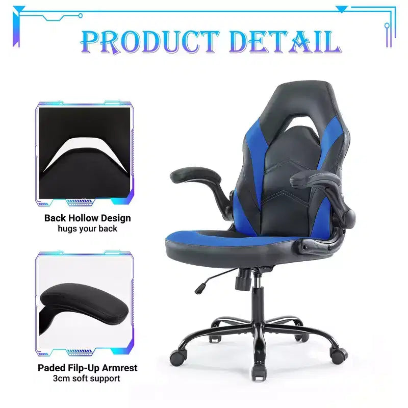 JIONJOY Ultimate Gaming Chair: Ergonomic, PU Leather, Executive Desk Chair with Flip-up Armrests