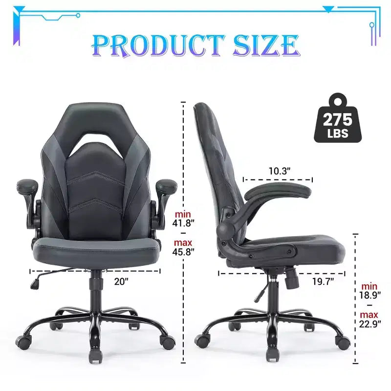 JIONJOY Ultimate Gaming Chair: Ergonomic, PU Leather, Executive Desk Chair with Flip-up Armrests