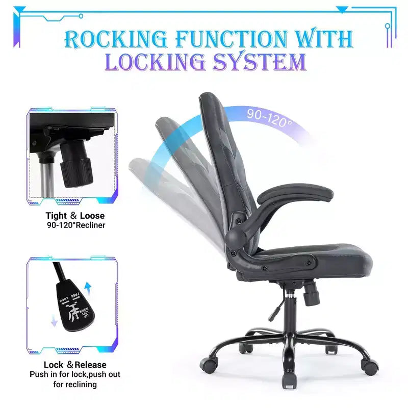 JIONJOY Ultimate Gaming Chair: Ergonomic, PU Leather, Executive Desk Chair with Flip-up Armrests