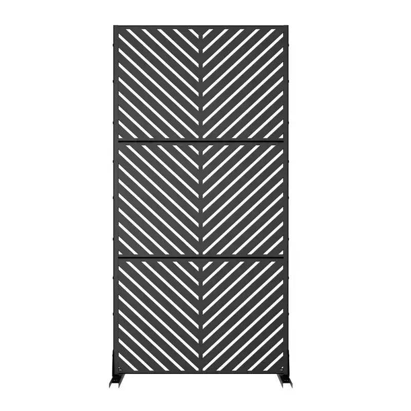 Parallel Lines 01 Schermo in acciaio zincato nero 183x90x40cm