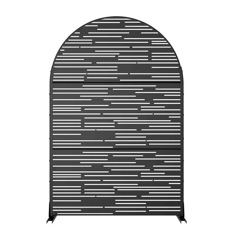 71.37x46.8inch light and shadow black arched galvanized sheet screen independent privacy screen panel, suitable for bedrooms or offices