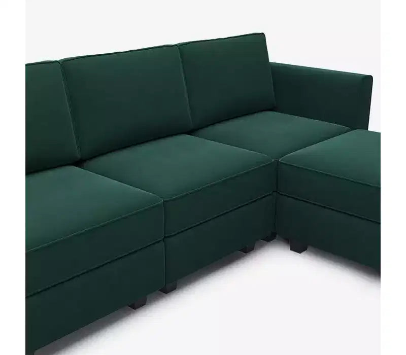 Divano modulare in velluto Belffin con seduta contenitore (6 sedute + 6 braccioli/schienali)