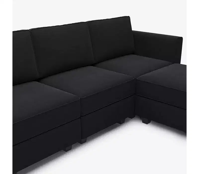 Divano modulare in velluto Belffin con seduta contenitore (6 sedute + 6 braccioli/schienali)