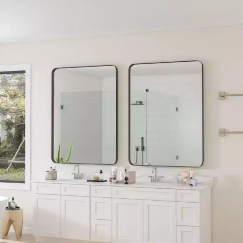 Specchio da parete rettangolare nero 30x40: Cornice in metallo, per toeletta, per vestirsi - Ideale per bagno, soggiorno, camera da letto